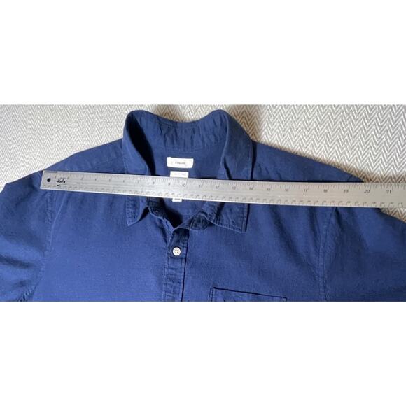GAP Men’s Shirt XL Standard Fit Navy Blue Linen Cotton Blend Short Sleeve - Picture 8 of 10